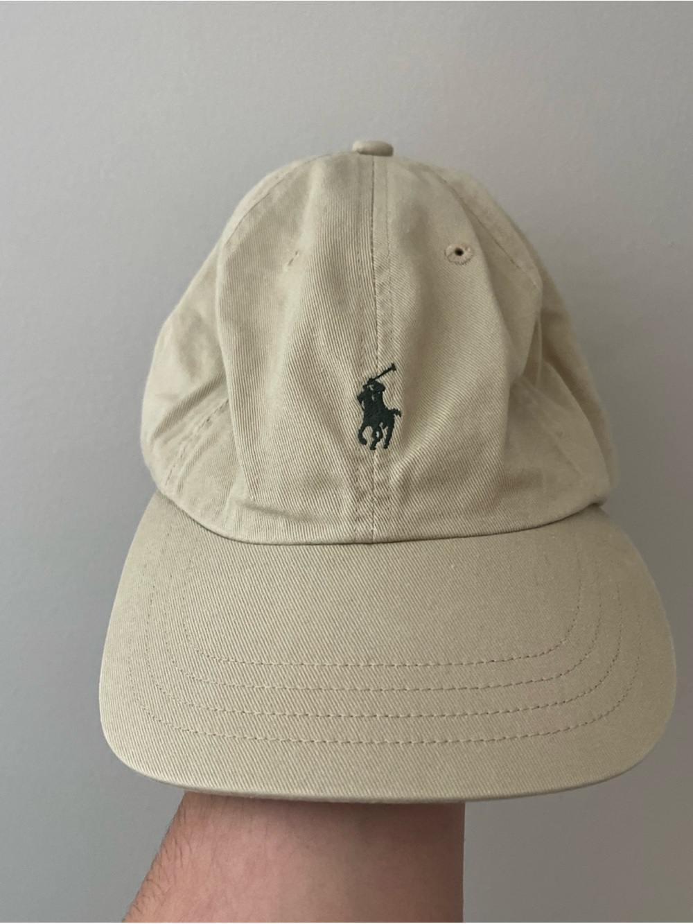 Polo Ralph Lauren Hat Beige Logo Vintage 100% Cotton Dad Cap Adjustable
